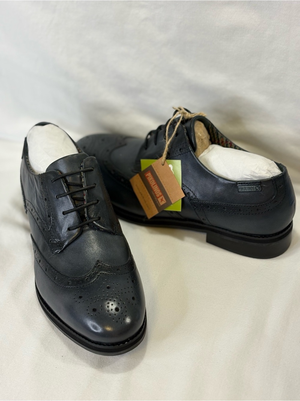 NWT PIKOLINOS Navy / Gray Leather Wingtip Lace Up Oxfords SZ 39 = 8.5-9 $179